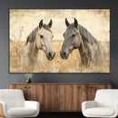 Chines Ink Style Grunge Horses Wall Art Canvas Print