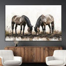 Chines Ink Style Horses Wall Art Canvas Print