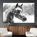 Black Horse Winter Wall Art | Ready to Hang and Framed |