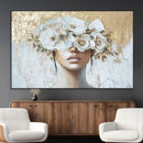 Golden Petal Wall Art - Canvas Print Flower Head Woman