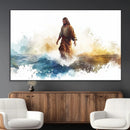 Watercolor Jesus Walking Wall Art Print, Jesus Water Canvas
