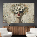 Abstract Floral Women Patel Wall Art Canvas Print
