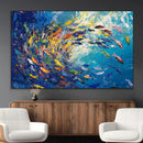 Colorful Swirling Fish School Wall Art Canvas Print |
