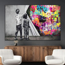 Banksy Print - Street Art Canvas Wall Art - Kids Revealing