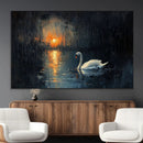 Abstract Swan on Water Wall Art Canvas Print - Elegant
