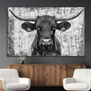 Abstract Longhorn Bull Wall Art Canvas Print - Rustic Texas