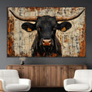 Rustic Texas Artwork Wall Art Canvas Print - Abstract Cow