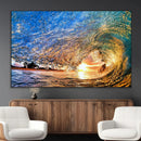Ocean Wave at Sunset Canvas Wall Art – Vibrant Coastal Beach
