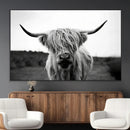 Highland Cow Wall Art | Black and White Farmhouse Decor |