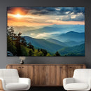Sunrise Over Mountain Range Wall Art Canvas Print, Farmhouse