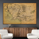 Middle Earth Map Canvas Wall Art – Vintage Fantasy Map