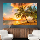 Tropical Sunset Beach Canvas Wall Art Print – Vibrant Palm by MyGreatCanvas | Canvas Wall Art Prints | Photo Prints & Wall Decor