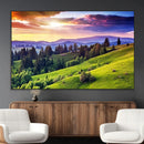 Green Hills and Sunset Wall Art Print - Scenic Landscape by MyGreatCanvas | Canvas Wall Art Prints | Photo Prints & Wall Decor