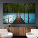 Suspension Bridge Over River Canvas Art | 3-Panel Nature by MyGreatCanvas | Canvas Wall Art Prints | Photo Prints & Wall Decor