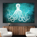 Green Octopus Abstract Wall Art Canvas Print