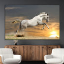 Large Wall Art Canvas Print – White Jumping Horse Sunset