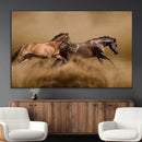 Large Wall Art Canvas Print – Two Running Brown Horses