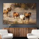 Large Wall Art 5 Horses Running on Sand Canvas Print