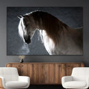 Large Wall Art Cream Colored Horse on Grey Background Canvas