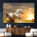 Large Wall Art Galloping White Horse at Sunset Canvas Print