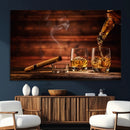 Whiskey and Cigar Wall Art Canvas | 3 Panel Bar Room Decor by MyGreatCanvas | Canvas Wall Art Prints | Photo Prints & Wall Decor