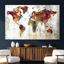 Vintage World Map Canvas Wall Art Print, Warm Tone Global