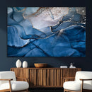 Navy Blue Canvas Art Abstract Print – Elegant Triptych