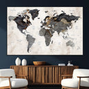 Abstract Map Printing - Modern World Map Canvas Wall Art for