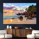 Tropical Island Beach Sunset Canvas Print