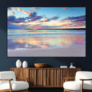 Tranquil Pastel Sunset Beach Triptych Canvas Art, Soothing