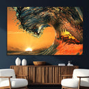 Surf Wave Sunset Canvas Wall Art Print, 3-Panel Ocean