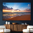 Serene Ocean Sunset Canvas Print, Golden Hour Beach Wall