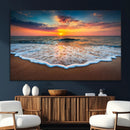 Sunset Beach Canvas Wall Art – Colorful Ocean Waves Triptych