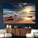 Golden Hour Beach Sunset Canvas Triptych, Ocean Waves and by MyGreatCanvas | Canvas Wall Art Prints | Photo Prints & Wall Decor