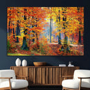 Autumn Red Forest Triptych Canvas Wall Art Print, Forest