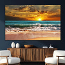 Golden Sunset Beach Canvas Wall Art – Triptych Seascape by MyGreatCanvas | Canvas Wall Art Prints | Photo Prints & Wall Decor