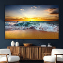Golden Sunset Ocean Waves Wall Art Canvas Print – Multi