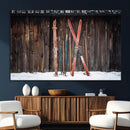 Vintage Ski Gear Canvas Print, Vintage Ski Gear Against