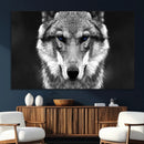 Black and White Wild Wolf Wall Art Canvas Print