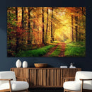 Sunlight Through Trees Wall Art Canvas Print - Autumn Forest
