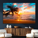 Palm Tree Sunset On The Beach Wall Art Canvas, Framed Palm by MyGreatCanvas | Canvas Wall Art Prints | Photo Prints & Wall Decor