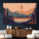 Modern Boho Sunset Canvas Print, Mountain Landscape Triptych