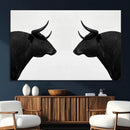 Spanish Bull Art - Framed Black and White Bull Canvas Print