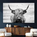 Scottish Highland Cow Cattle Art Print on Wood Background by MyGreatCanvas | Canvas Wall Art Prints | Photo Prints & Wall Decor