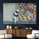 Banksy Colorful Street Graffiti Canvas Wall Art Print, by MyGreatCanvas | Canvas Wall Art Prints | Photo Prints & Wall Decor