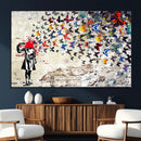 Banksy Art Butterfly Girl Explosion Canvas Art – Vibrant