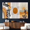 Modern Boho Sun and Leaf Abstract Art – 3-Panel Giclée