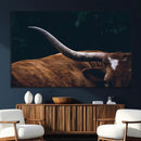 Texas Longhorn Bull Wall Art Canvas Print - Large Framed