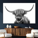 Grayscale Scottish Highland Cow Cattle Art Print Farmhouse by MyGreatCanvas | Canvas Wall Art Prints | Photo Prints & Wall Decor