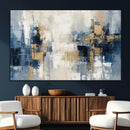 Modern Abstract Canvas Wall Art in Blue and Gold Tones |